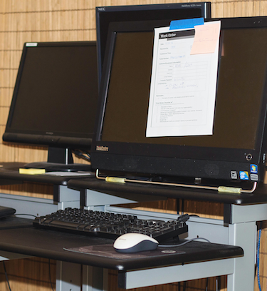 Computer on the repair bench.
