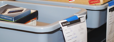 Service tray with items ready for pickup.